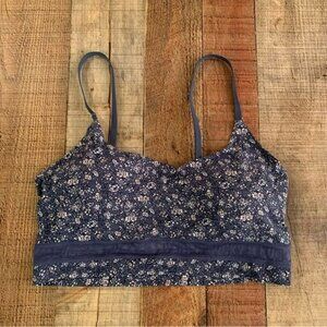 Lucky brand womens bralette in blue with micro flowers -L